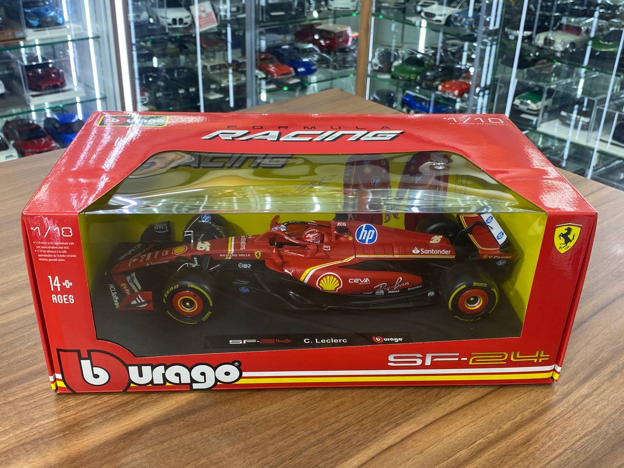 1/18 Metal Diecast Bburago Ferrari SF 24 C. Leclerc #16 in Matt Red